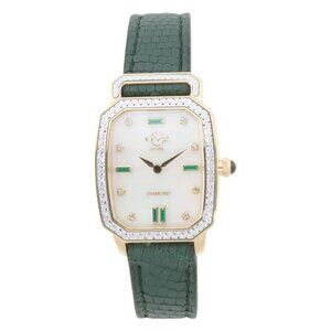 GV2 BY GEVRIL Women's Swiss Made Pavia Diamond Cut Bezel Mother Of Pearl Watch